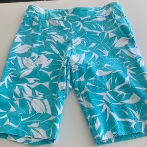 Turquoise and white pull on shorts